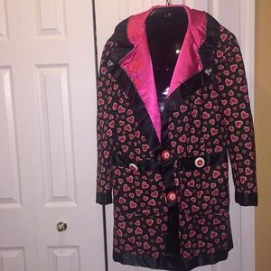NEW unbranded Satin pink hearts love coat Sz L/XL